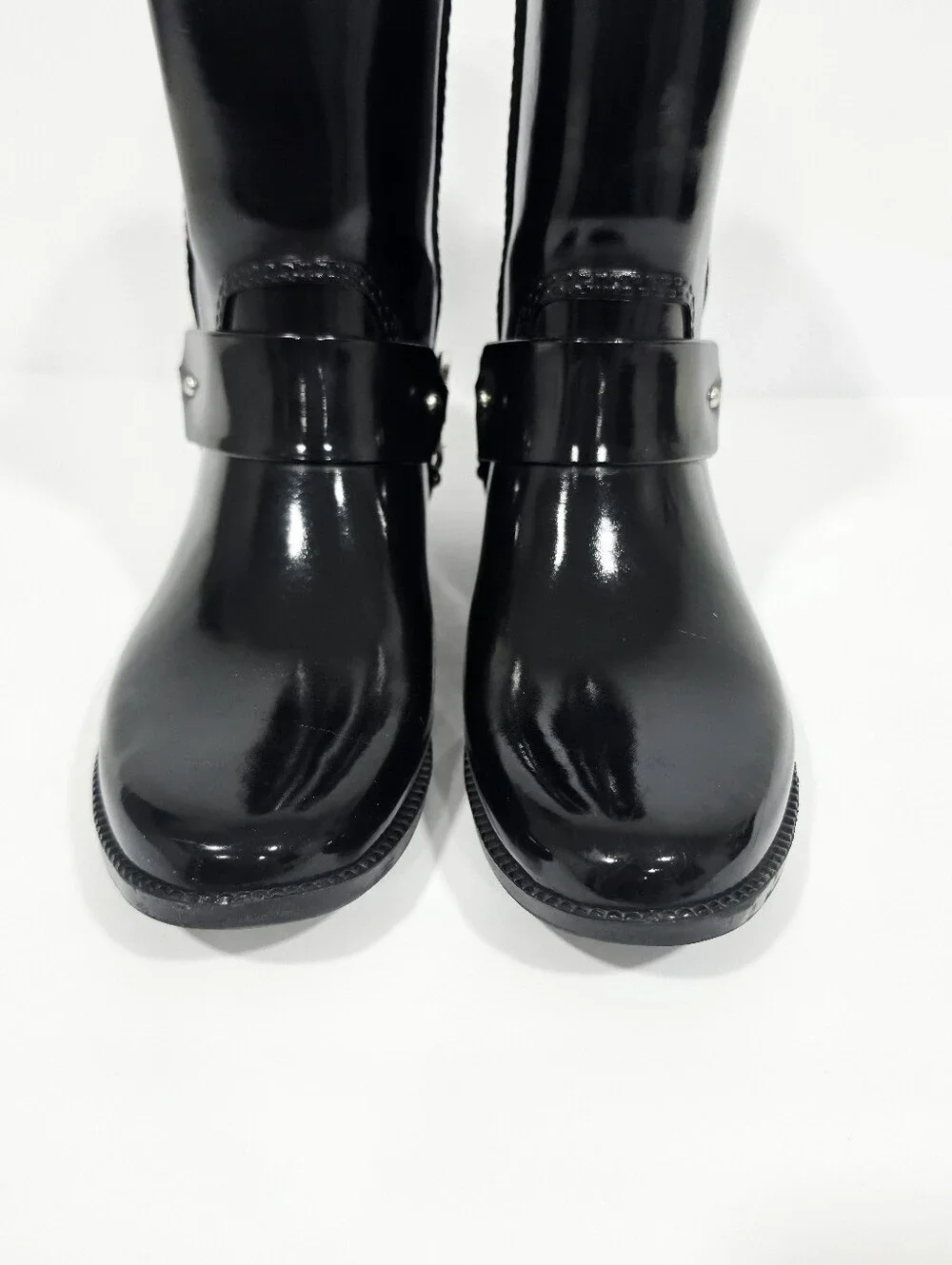Michael Kors Rain Boots Black MK Logo Waterproof Mid Calf Women's Size 9